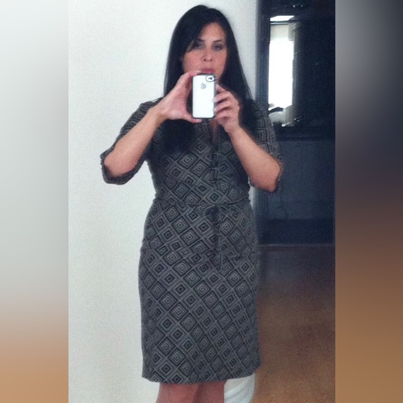 Tristan Black and Taupe Geometric Dress - Picture 3 of 6